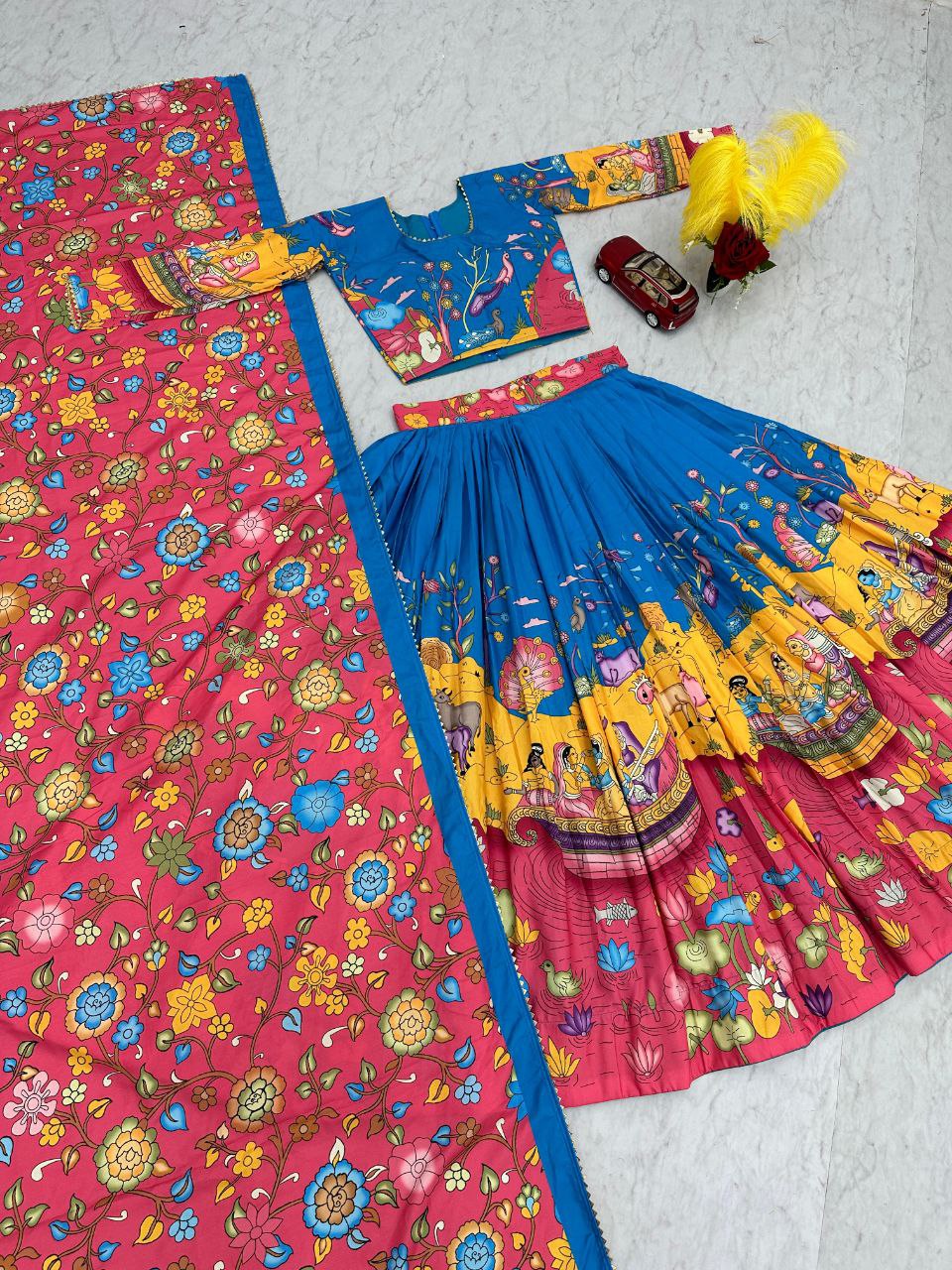 Digital Print Kalamkari Lehenga Choli Set-05