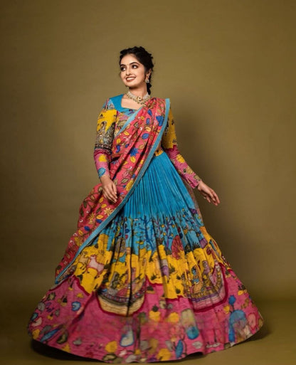 Digital Print Kalamkari Lehenga Choli Set-05