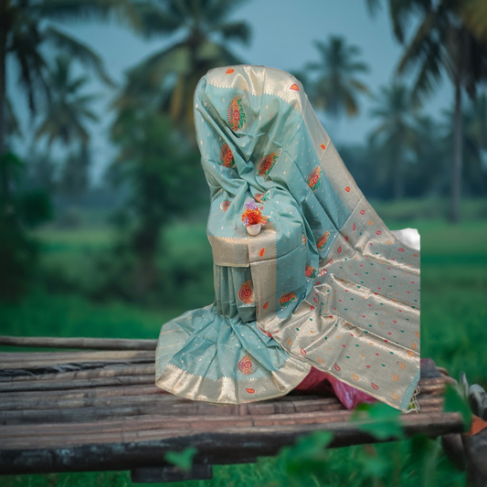 Pathani Silk Fancy Saree- Blue